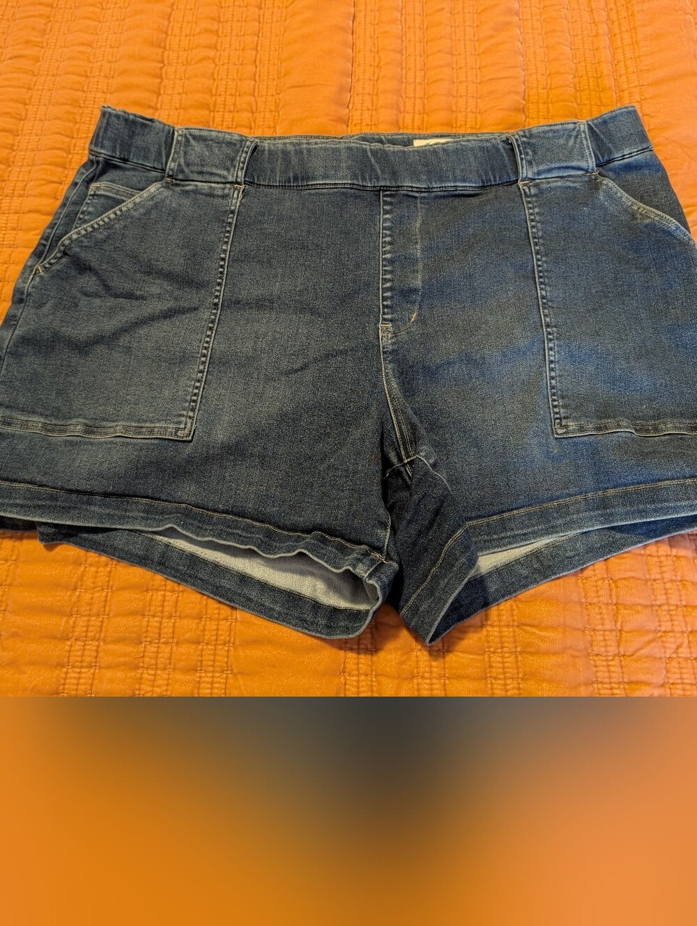 Denim Pocket Womens Shorts - Dark Blue